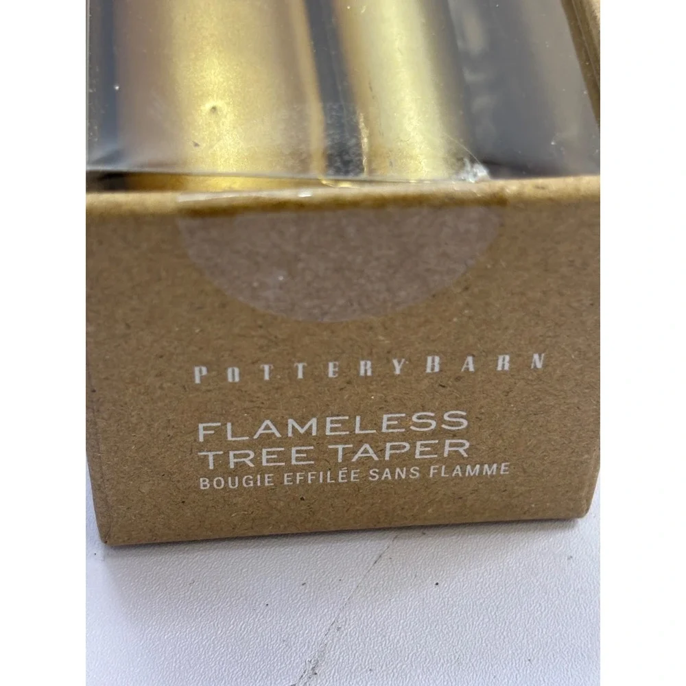 Pottery Barn‎ Gold Flameless Tree Taper Candles Set of 2 Battery Operated 11.4in